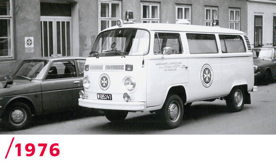 1976: Das erste Einsatzfahrzeug der Johanniter Wien, ein VW-Bus