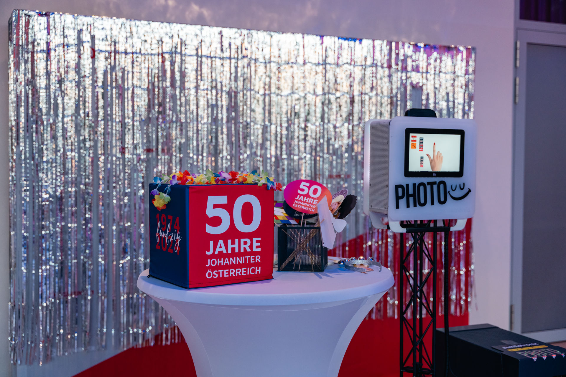 Fotbox mit einem Hintergrund aus Lametta